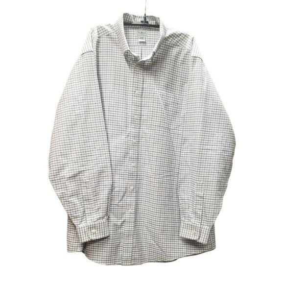 L.L. Bean Plaid Wrinkle-Resistant Button-Down Shirt 100% Cotton Size 17.5-36 - Picture 1 of 8